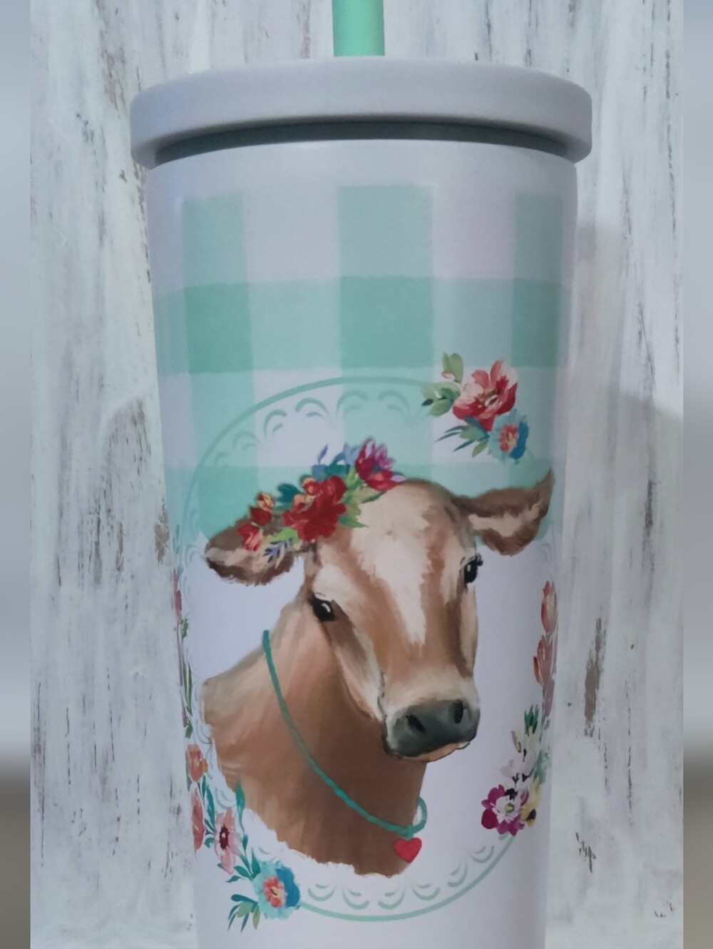 Cow With Flowers Pioneer Woman White Insulated Tumbler * Limited Edition*